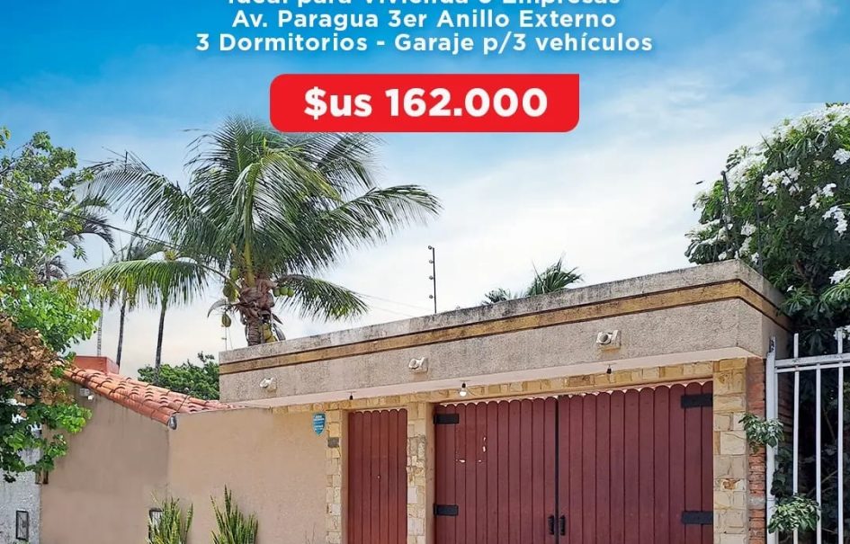 162K – CASA EN VENTA CERCA AL HOSPITAL OBRERO – AV PARAGUA 3ER ANILLO